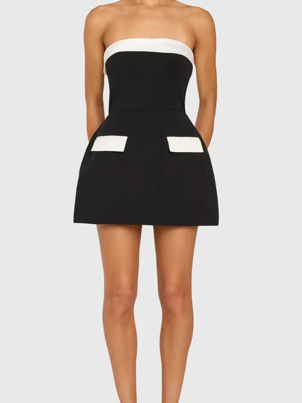 Amanda Uprichard Black and White Strapless Mini Dress